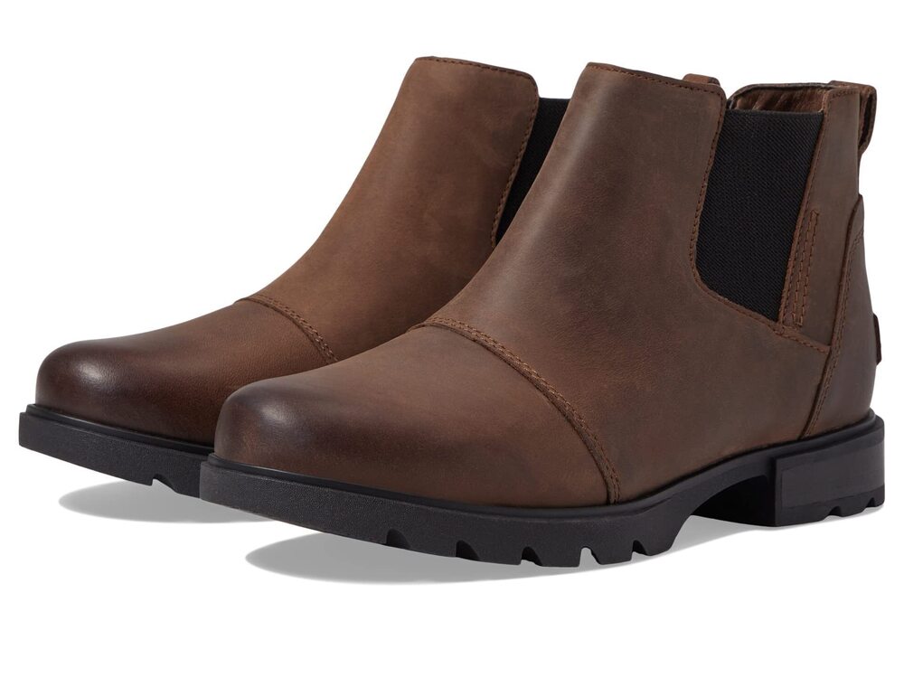 Sorel Women's Emelie LLL Chelsea Waterproof Boot - Tobacco, Black - 9